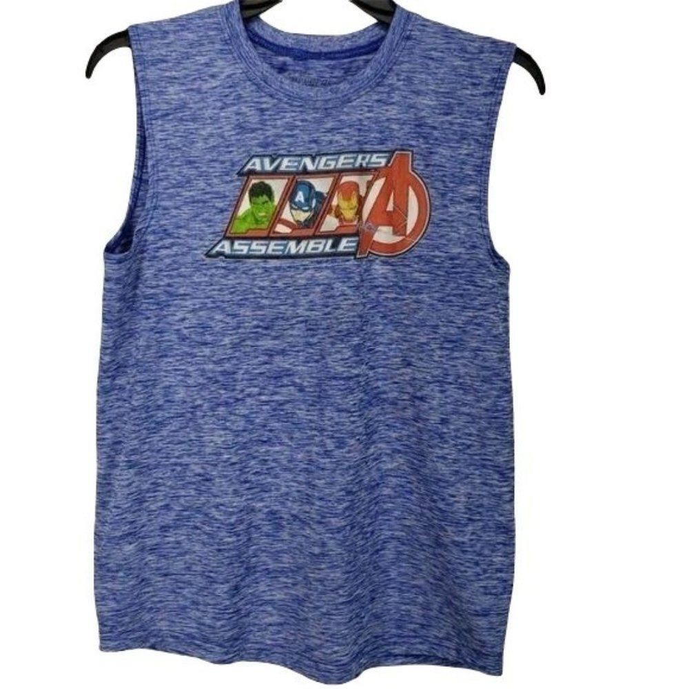 Marvel Avengers Boys Heather Blue Athletic Tank Top Size XL